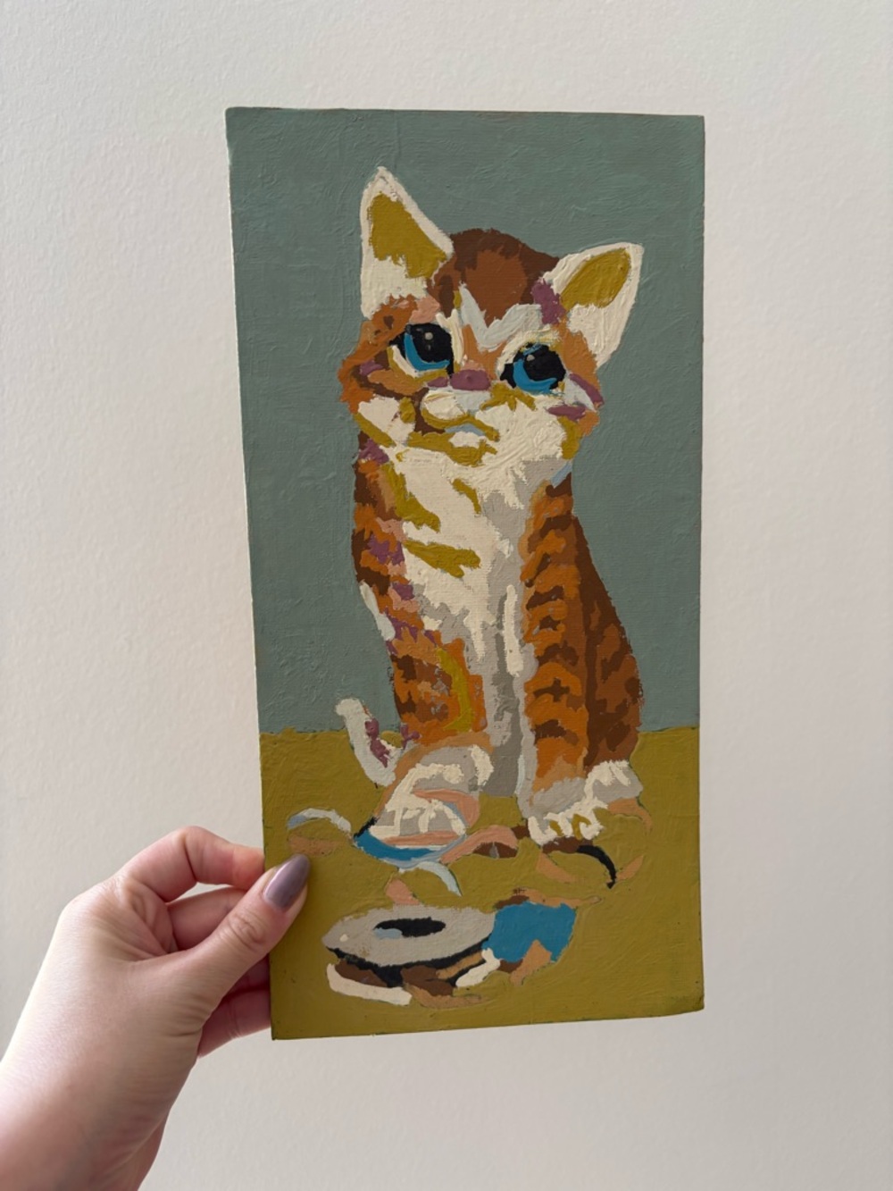 Vintage paint by numbers kitten art